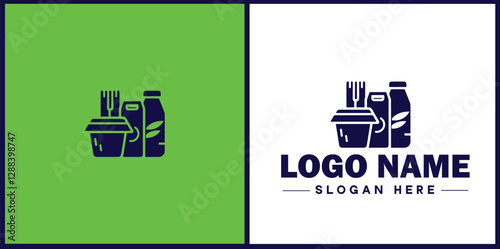 Food Packaging icon Food wrapping Food containerization Edible packaging flat logo sign symbol editable vector