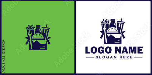 Food Packaging icon Food wrapping Food containerization Edible packaging flat logo sign symbol editable vector
