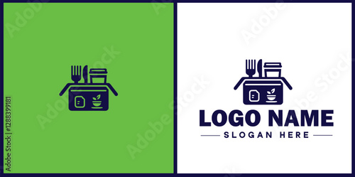 Food Packaging icon Food wrapping Food containerization Edible packaging flat logo sign symbol editable vector