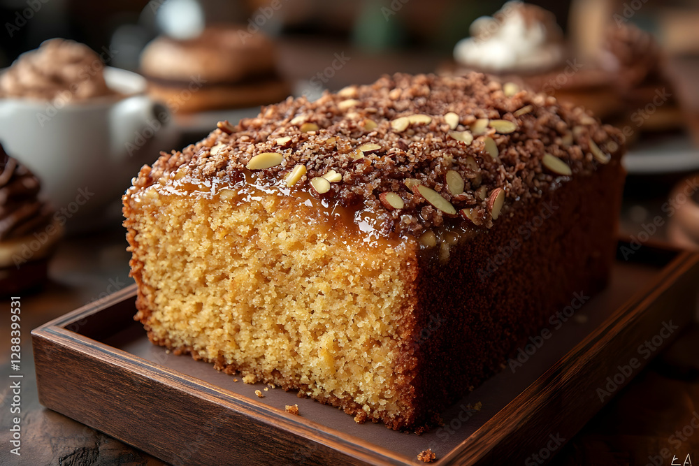 Golden Loaf Cake with Almond Topping Golden Loaf Cake with Almond Topping