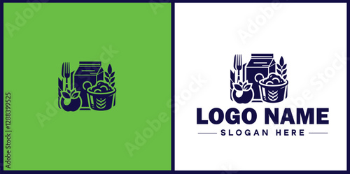 Food Packaging icon Food wrapping Food containerization Edible packaging flat logo sign symbol editable vector
