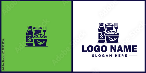 Food Packaging icon Food wrapping Food containerization Edible packaging flat logo sign symbol editable vector