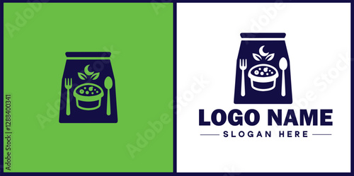 Food Packaging icon Food wrapping Food containerization Edible packaging flat logo sign symbol editable vector