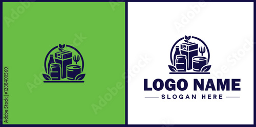 Food Packaging icon Food wrapping Food containerization Edible packaging flat logo sign symbol editable vector