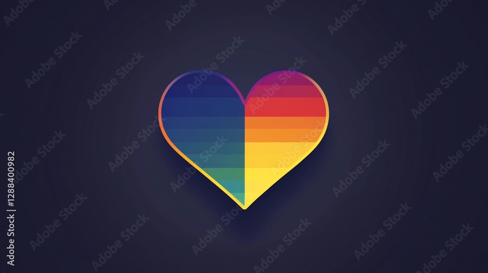 Colorful heart illustration with gradient shades isolated on a dark background design Colorful heart illustration with gradient shades isolated on a dark background design