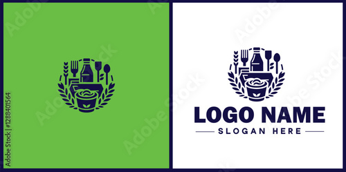 Food Packaging icon Food wrapping Food containerization Edible packaging flat logo sign symbol editable vector
