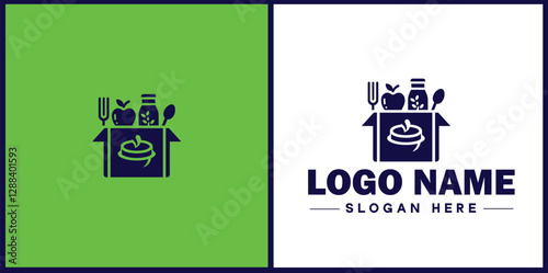Food Packaging icon Food wrapping Food containerization Edible packaging flat logo sign symbol editable vector