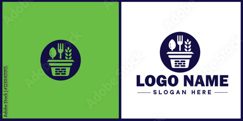 Food Packaging icon Food wrapping Food containerization Edible packaging flat logo sign symbol editable vector