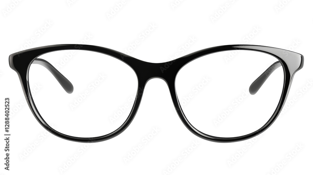 Fototapeta premium Stylish black glasses on transparent background png format minimalist design white space clear viewpoint