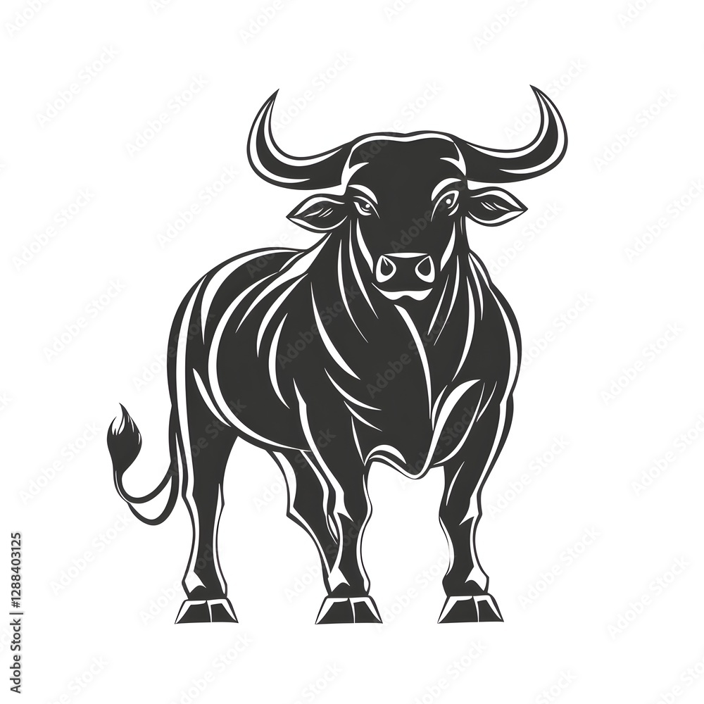Naklejka premium Unique design featuring a stylized bull head with bold horns for branding purposes