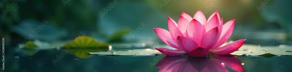 Lotus flower with soft light and water reflections, flow, serene Lotus flower with soft light and water reflections, flow, serene
