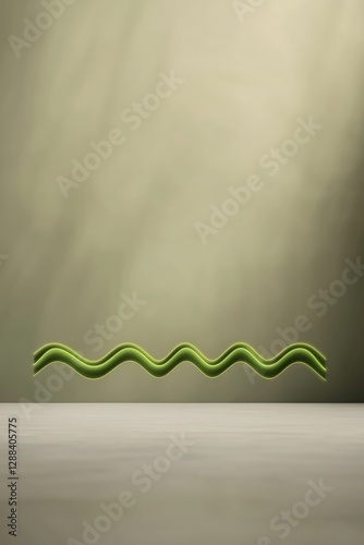 Curved green line on minimalistic background evokes fluidity and