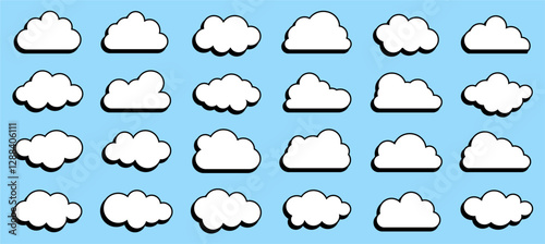 cloud weather icons set editable stroke 