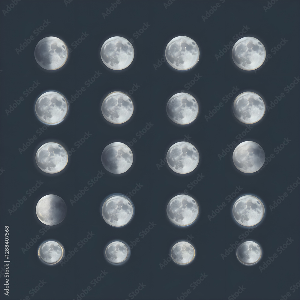 Obraz premium Set of icons full moon in the night