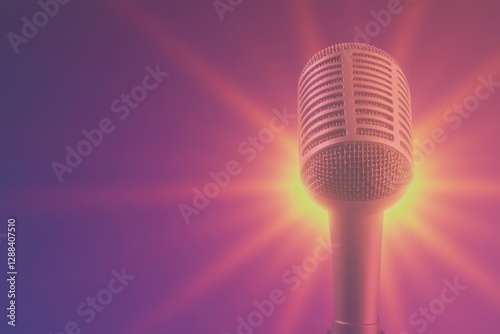 Shining microphone with vibrant light effects, symbolizing music