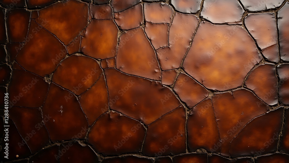 Fototapeta premium Abstract Brown Cracked Texture: A Detailed Macro Shot of Irregular Polygonal Shapes