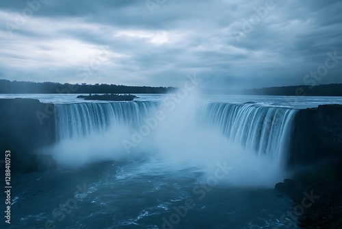 Majestic Niagara Falls at Dusk, Dramatic Cloudscape