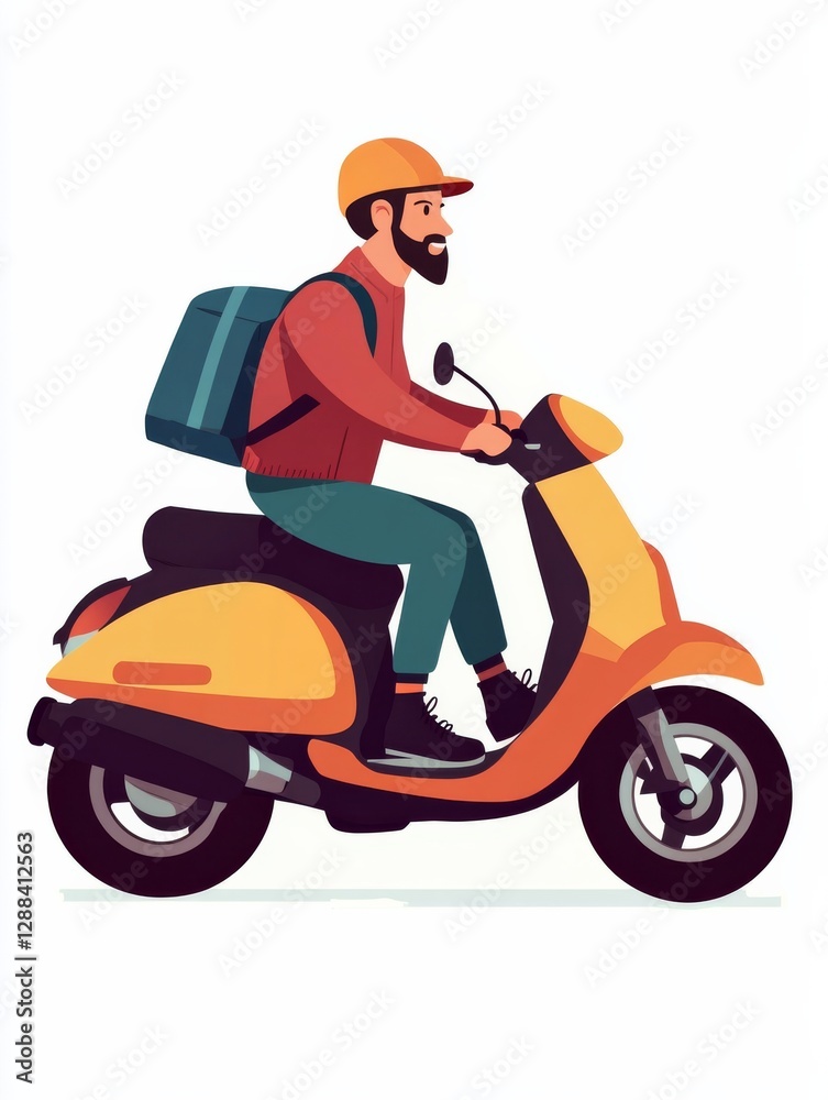 person who parcel delivery with color; flat design; white background person who parcel delivery with color; flat design; white background