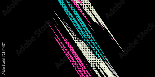 Abstract black and white background with spikes and zigzag line pattern
