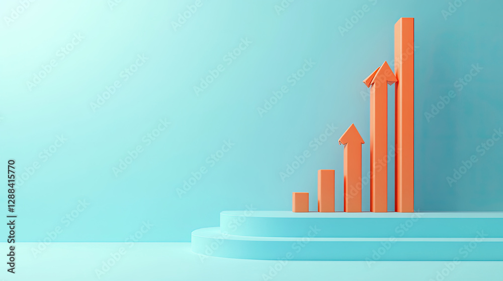 Fototapeta premium Upward Trending Growth Minimalist 3D Render of Progress and Success
