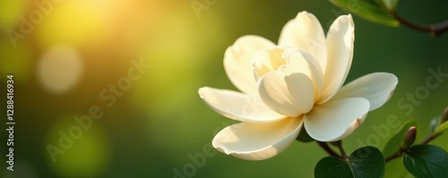 Creamy magnolia, silken petals, sunlight dappled , creamy, flower
