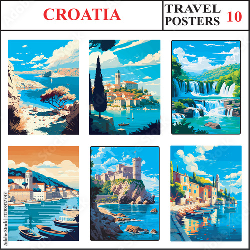 Croatia Pag Island Rab Island Krka National Park Travel Poster Wall Art Print Collection Set Part 10