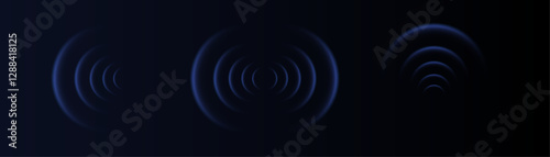 Wi-Fi wave light effect. Radar sensor, sound technology, digital sign.Transparent neon circle symbol. Wireless internet connection. Radar or sonar with wireless technology emitting light effect