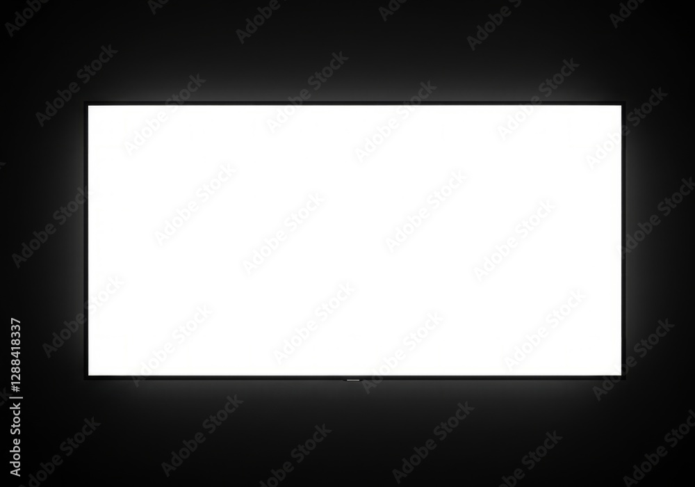 Minimalist Blank Screen on a Dark Wall Minimalist Blank Screen on a Dark Wall