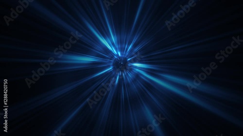Dynamic futuristic sci-fi background with blue energy light beams zoom effect. Flying at warp speed through a space energy portal or wormhole. Full HD and looping motion background animation.