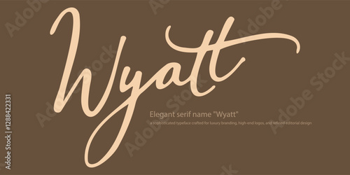 Elegant serif name "Wyatt"—a sophisticated typeface crafted for luxury branding, high-end logos, and refined editorial design. Ideal for fashion, premium packaging, and timeless typography.