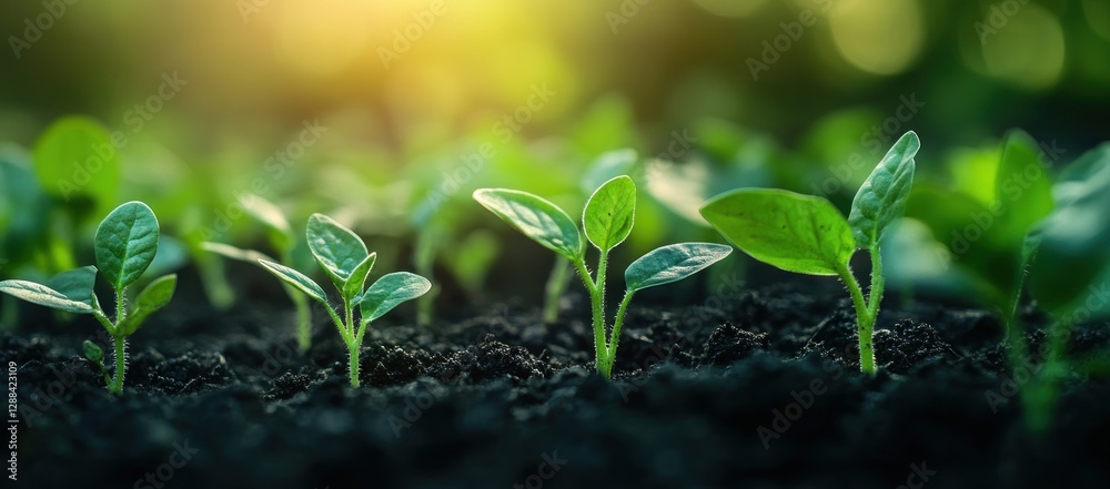 Sunrise Seedlings: A vibrant image of new life emerging from rich soil, bathed in the golden light of dawn. Nature's resilience and the promise of growth are beautifully captured. Sunrise Seedlings: A vibrant image of new life emerging from rich soil, bathed in the golden light of dawn. Nature's resilience and the promise of growth are beautifully captured.