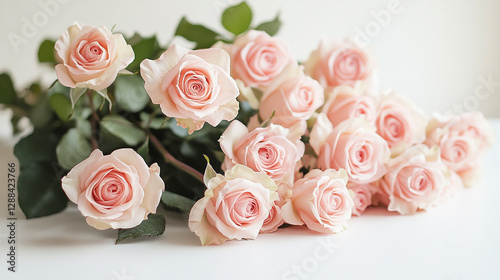 A bouquet of fresh pink roses arranged beautifully