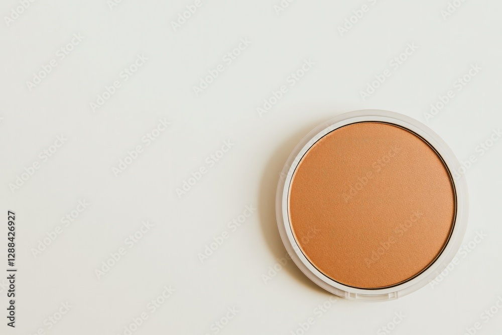 Fototapeta premium Minimalist design featuring round makeup compact with warm-toned