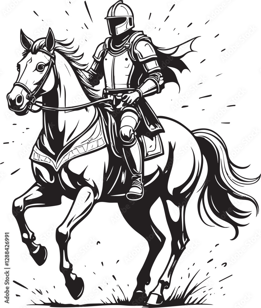 Fototapeta premium Knight soldier on horseback design
