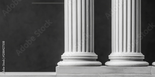 Wallpaper Mural Neoclassical Office Inspiration White Marble Columns Against Grey Background for Sophisticated Workspace Design and Business Innovation Torontodigital.ca