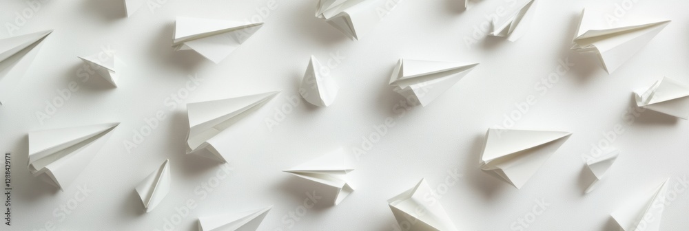 Geometric Minimalism in Business Dynamic Paper Planes on White Canvas - Strategic Innovation Visuals for Corporate Growth and Creative Marketing Geometric Minimalism in Business Dynamic Paper Planes on White Canvas - Strategic Innovation Visuals for Corporate Growth and Creative Marketing