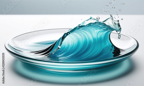 Sculpted wave in a glass plate: artistic water form captured midsplash photo