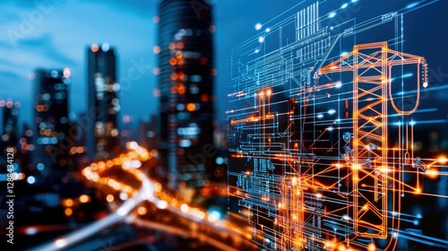 Wallpaper Mural Smart city development futuristic technology and night skyline Torontodigital.ca