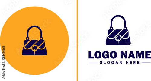 Handbag Brand icon Purse label Bag company Handbag manufacturer flat logo sign symbol editable vector