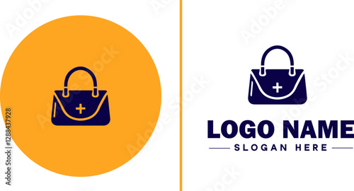 Handbag Brand icon Purse label Bag company Handbag manufacturer flat logo sign symbol editable vector