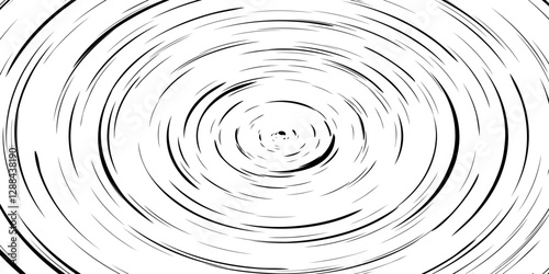 Concentric lines on white bg as a manga spin vector illustration. Water ripple in comic style. Optical dazzling swirl illusion