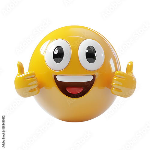 3D Smiling Emoji Character Giving Thumbs Up isolated on transparent background,Happy Cartoon Face,emoticon face icon in sunglasses giving a thumbs up cartoon,Happy Yellow Emoji Giving Thumbs Up,path