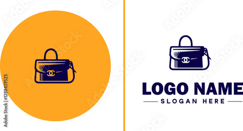 Handbag Brand icon Purse label Bag company Handbag manufacturer flat logo sign symbol editable vector