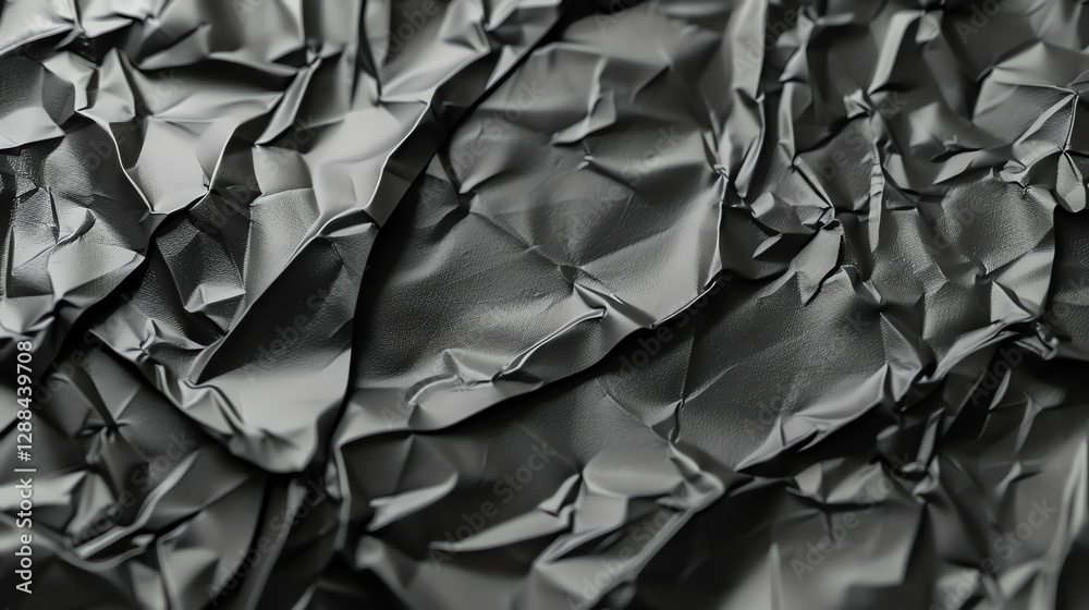 Obraz premium Crumpled black plastic wrap.