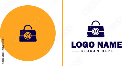 Handbag Brand icon Purse label Bag company Handbag manufacturer flat logo sign symbol editable vector