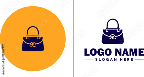 Handbag Brand icon Purse label Bag company Handbag manufacturer flat logo sign symbol editable vector