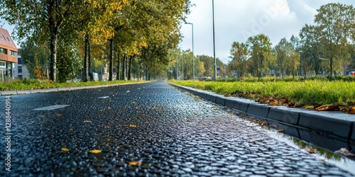 A city replacing concrete roads with permeable surfaces for water absorption
