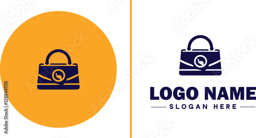 Handbag Brand icon Purse label Bag company Handbag manufacturer flat logo sign symbol editable vector