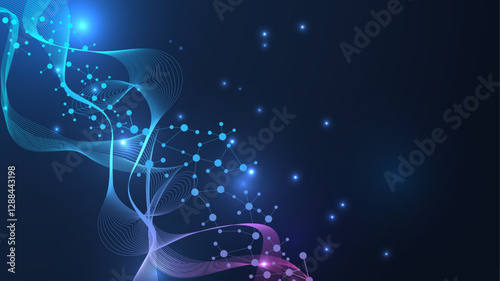 Global network connection website header or banner design. Abstract background with connecting dots and lines. Global business. Social network communication. Internet technology. Vector illustration