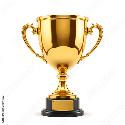 Shiny gold trophy cup isolated on white background